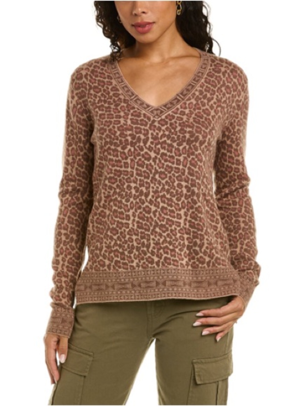 Johnny Was Rita V-Neck Wool And Cashmere Sweater